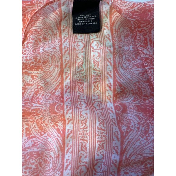 Boho-Inspired Orange & White Paisley Kimono Wrap With Tassel Trim - Picture 5 of 5